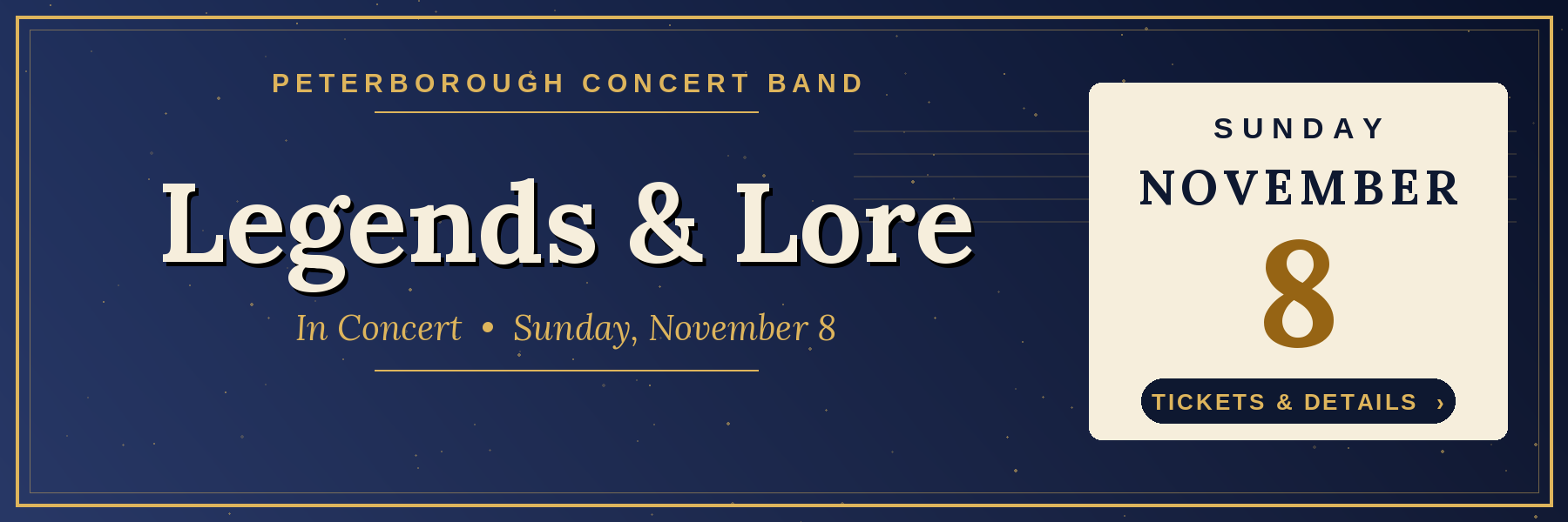 Legends & Lore - Peterborough Concert Band, Sunday November 8. Tickets and details